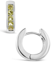 Macy's Garnet (1 Ct. T.w.) Huggie Hoop Earrings In Sterling Silver (also Available In Peridot) In Green
