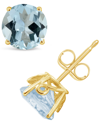 Macy's Aquamarine (2-1/2 Ct. T.w.) Stud Earrings In 14k Yellow Gold In Blue