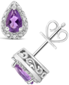 Macy's Gemstone And Diamond Accent Stud Earrings In Sterling Silver In Purple