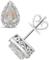 Macy's Gemstone And Diamond Accent Stud Earrings In Sterling Silver In White