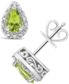 Macy's Gemstone And Diamond Accent Stud Earrings In Sterling Silver In Green