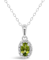Macy's Gemstone And Diamond Accent Pendant Necklace In Sterling Silver In Green