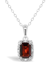 Macy's Gemstone And Diamond Accent Pendant Necklace In Sterling Silver In Red