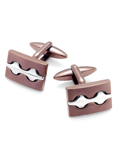 Rhona Sutton Sutton By  Men's Two-tone Decorative Cuff Links In Stainless
