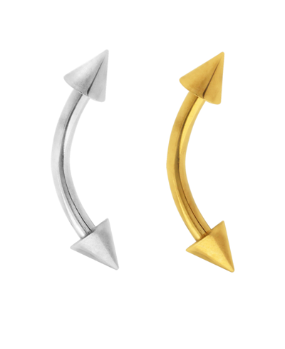 Rhona Sutton Bodifine Stainless Steel Set Of 2 Colors Spiked Eyebrow Bars In Multi