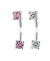 RHONA SUTTON BODIFINE STAINLESS STEEL SET OF 2 CRYSTAL EYEBROW BARS