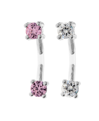 Rhona Sutton Bodifine Stainless Steel Set Of 2 Crystal Eyebrow Bars In Multi