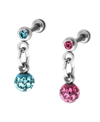 RHONA SUTTON BODIFINE STAINLESS STEEL SET OF 2 CRYSTAL AND RESIN TRAGUS