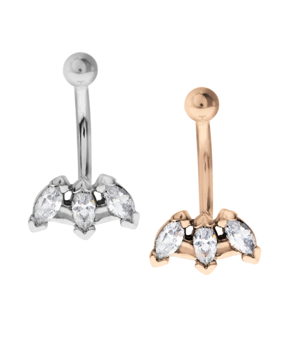 Rhona Sutton Bodifine Stainless Steel Set Of 2 Colors Marquise Crystal Tragus In Multi