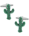 RHONA SUTTON SUTTON SILVER-TONE CUBIC ZIRCONIA CACTUS CUFFLINKS