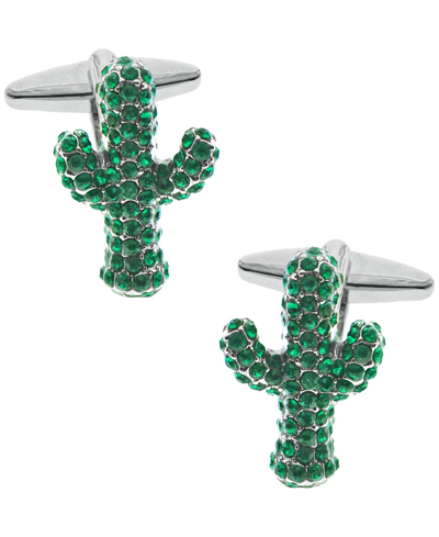 Rhona Sutton Sutton Silver-tone Cubic Zirconia Cactus Cufflinks In Green