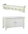 Alaterre Furniture Shaker Cottage Tray Shelf Coat Hook With Cabinet Bench Set In Ivory/cream