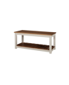 ALATERRE FURNITURE SAVANNAH BENCH, IVORY WITH NATURAL WOOD TOP