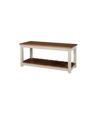 Alaterre Furniture Savannah Bench, Ivory With Natural Wood Top