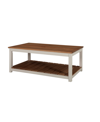 ALATERRE FURNITURE SAVANNAH 45" W COFFEE TABLE, IVORY WITH NATURAL WOOD TOP