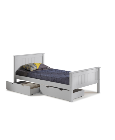 Alaterre Furniture Harmony Twin Bed With Storage Drawers In Dove Gray