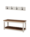 ALATERRE FURNITURE SAVANNAH COAT HOOK WITH BENCH SET, IVORY