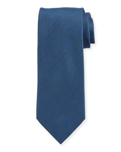Ermenegildo Zegna Solid Woven Silk Tie In Navy