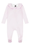Paper Cape Peter Pan Collar Fitted Pima Cotton One-piece Pajamas In Light Pink Stripe