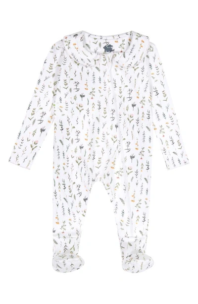 Paper Cape Peter Pan Collar Fitted Pima Cotton One-piece Pajamas In Wildflower Print
