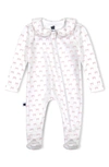 Paper Cape Babies' Peter Pan Collar Fitted Pima Cotton One-piece Pajamas In Pink Bows Print