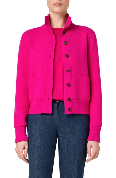 Akris Cashmere Knit Button-front Cardigan In Magenta