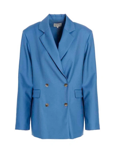 Loulou Studio Donau Double Breast Wool Blazer In 蓝色