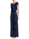 TERI JON BY RICKIE FREEMAN SCUBA RUFFLE DRESS