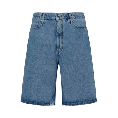 Off-white Arrows Denim Shorts In Blue