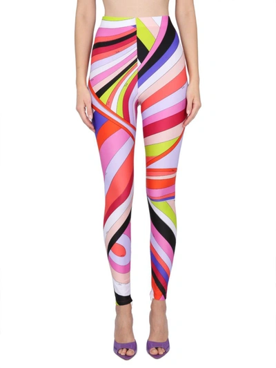 Pucci Iride-print High-waisted Leggings In Pink
