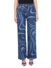 Pucci Modern Flared Denim Jeans With Swirling Pattern In Blue