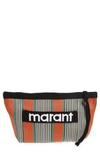 Isabel Marant Powden Stripe Nylon Pouch In Multicolor/ Orange