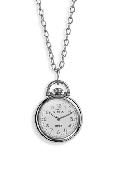 Shinola Runwell Watch Pendant Necklace In White