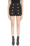 BALMAIN 8-BUTTON COTTON GRAIN DE POUDRE SHORTS