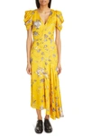 Erdem Floral-printed Midi Dress In Ophelia Vine Cumin