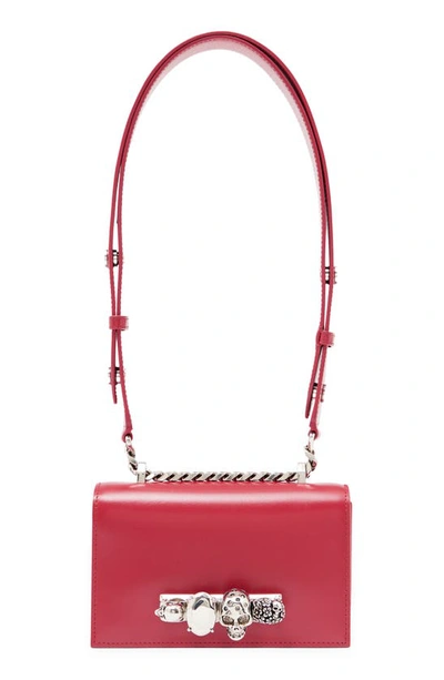 Alexander Mcqueen Mini The Biker Jeweled Satchel Leather In Red