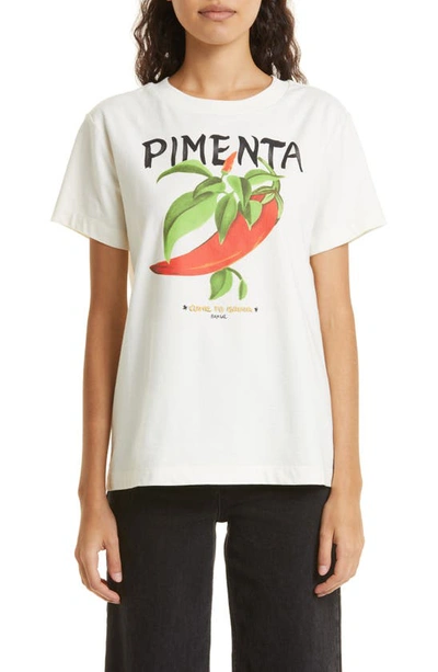 Farm Rio Peppers Cotton Graphic T-shirt In Off-white