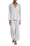 Eberjey Gisele Print Jersey Knit Pajamas In Classic Stripe H.grey/ Ivory