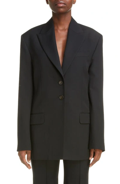 Acne Studios Womens Black Jarida Single-breasted Woven Blazer