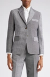 Thom Browne Mix-print Single-breasted Blazer In Black/ White