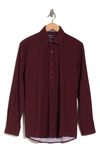 Azaro Uomo Slim Fit Wrinkle Resistant Performance Stretch Button-up Shirt In Burgundy