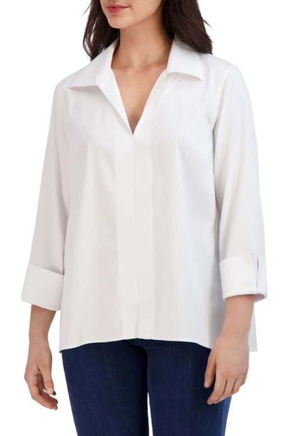 FOXCROFT FOXCROFT AGNES SPLIT CUFF POPOVER BLOUSE