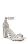 Naturalizer Joy-sparkle Ankle Strap Sandals In Silver Satin Synthetic