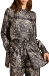 Golden Goose Paisley Print Oversize Button-up Pajama Shirt In Anthracite