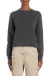 Golden Goose Athena Crystal Embellished Distressed Cotton Sweatshirt In Anthracite