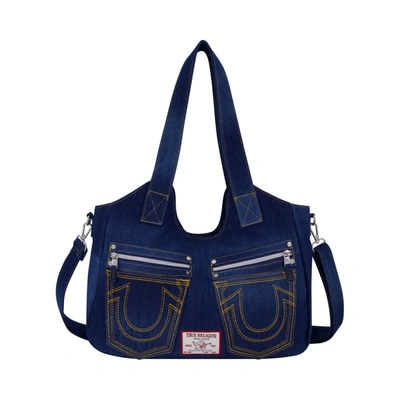 True Religion Horseshoe Stitch Dark Navy Satchel In Blue