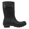 Hunter Original Short Adjustable Back Gloss Waterproof Rain Boot In Black