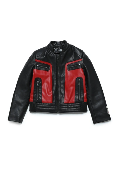 N°21 Kids' Panelled Biker Jacket In Black