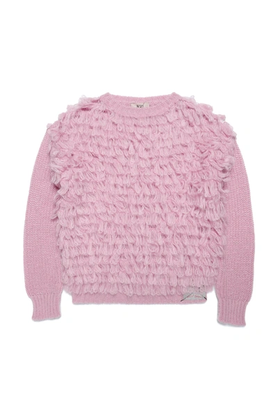 N°21 Kids' Ruffled-panel Knit Jumper In Pink