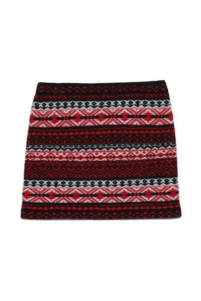 N°21 Kids' Logo-print Geometric-pattern Skirt In Red